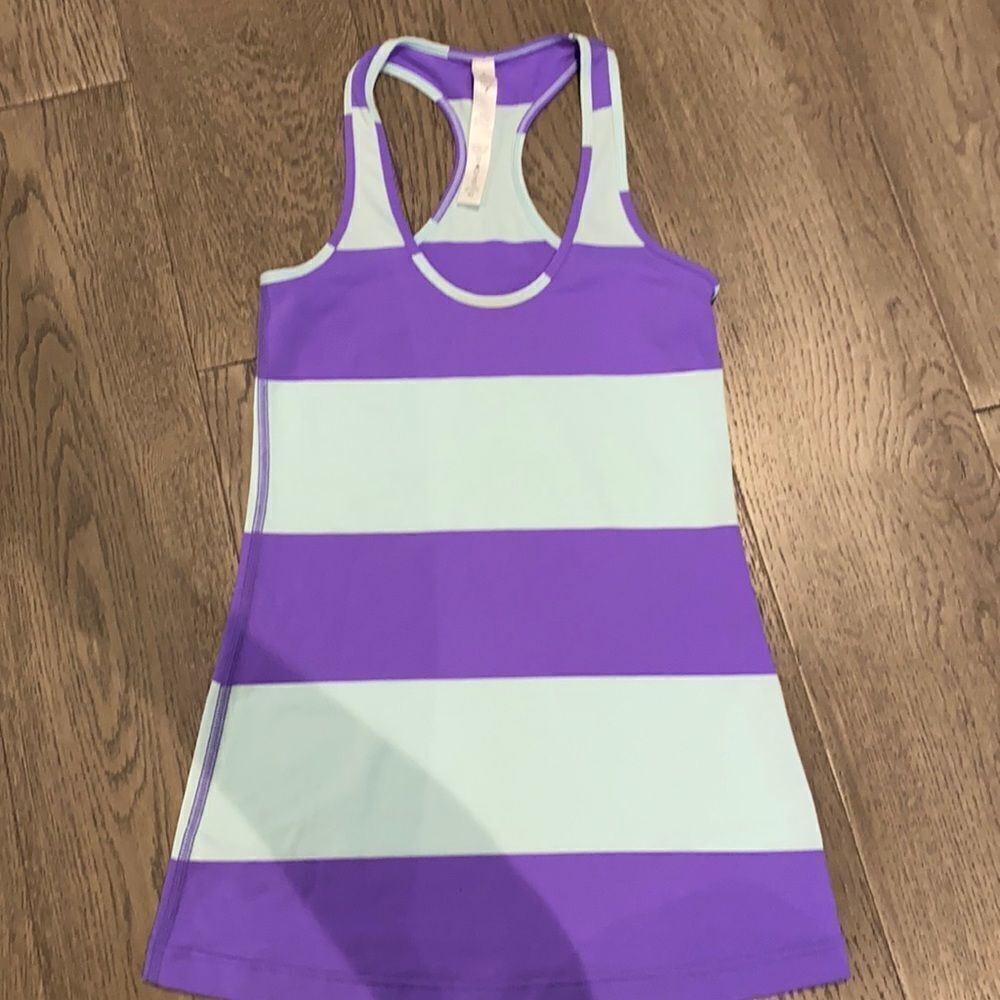 lululemon athletica Purple and Light Blue Striped Tank Top